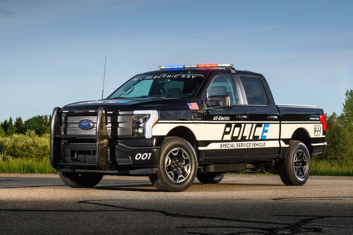Ford Introduces First All-Electric Police Pickup