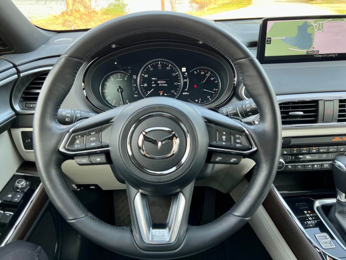 2023-Mazda-CX-9-steering-wheel and dashboard