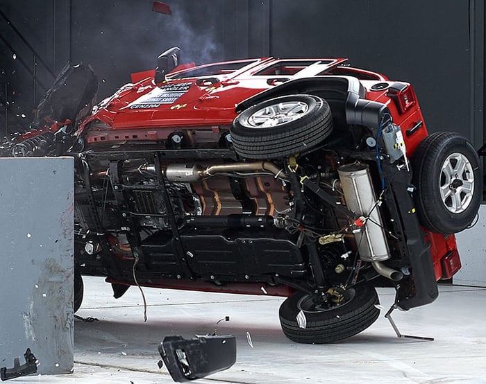 Jeep Wrangler Rolls Over In IIHS Crash Test